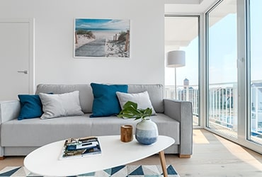 Wnętrze apartamentu typu Comfort z widokiem na morze